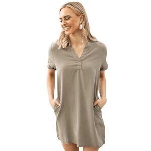 EUC Thread and Supply Lucy Boho Shift Sage Green Dress